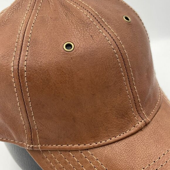 The Territory Ahead All Leather Brown Strapback Baseball Cap Hat Adjustable OSFM - Picture 3 of 15